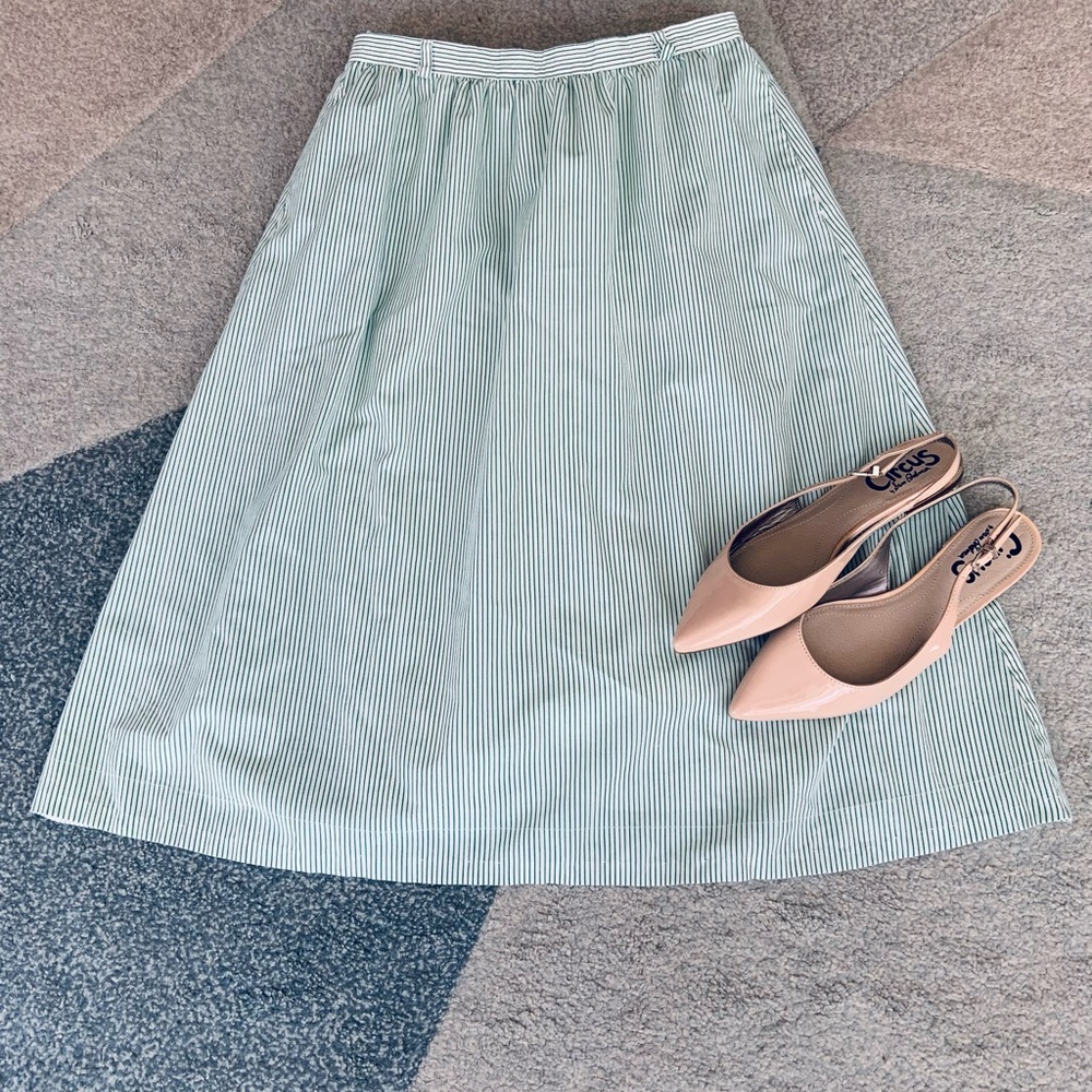 Gordon White MIDI Skirt with Green Pinstripes